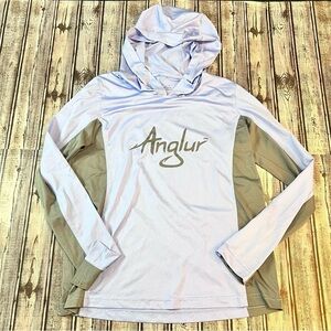 ANGLUR Purple/Gray Lightweight Fishing Hoodie size Large *
